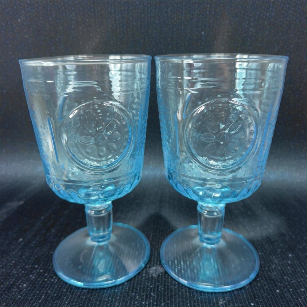 Bormioli Rocco Romantic Stemware Glasses Cups Goblets‎ Marked 10oz Glasses Set 2
